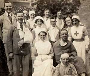 Nurses and wounded soldiers also VA Hospital No 3 circa 1917.