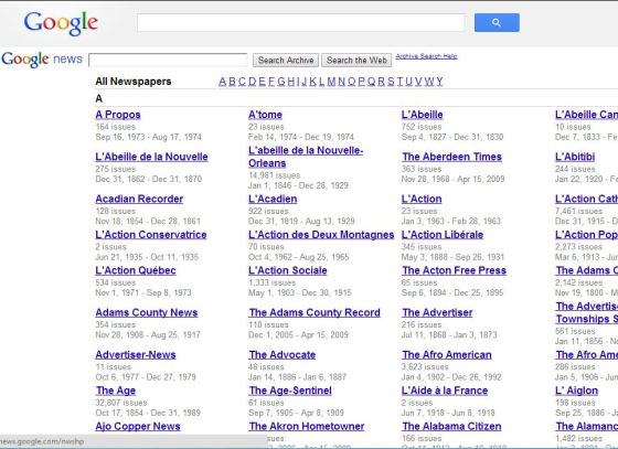 google newspapers