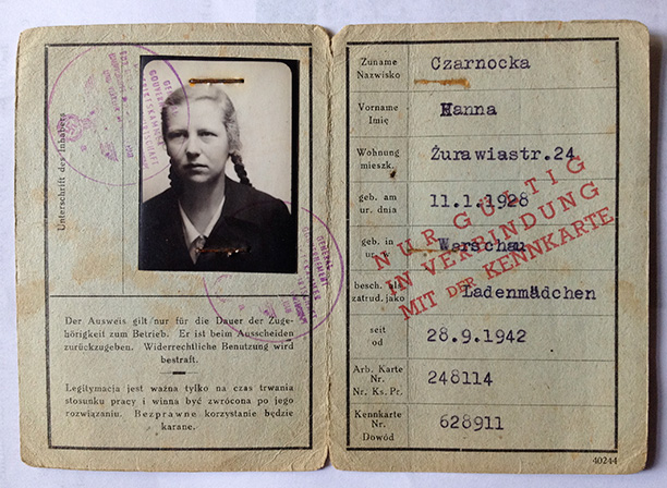 Hanna Czarnocka's German-issued identity papers. History Today.