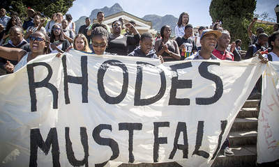 University of Cape Town (UCT) students demand the removal of a statue of Cecil John Rhodes.