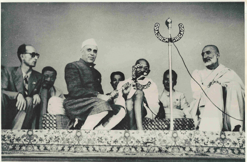 Mahatma Gandhi with Pt. Nehru and Khan Abdul Ghaffar Khan at the Asian Relations Conference in New Delhi, April, 1948. Press Information Bureau.