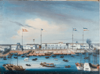 “Foreign Factory Site at Canton” by unknown Chinese artist, c. 1810. Courtesy of Peabody Essex Museum.