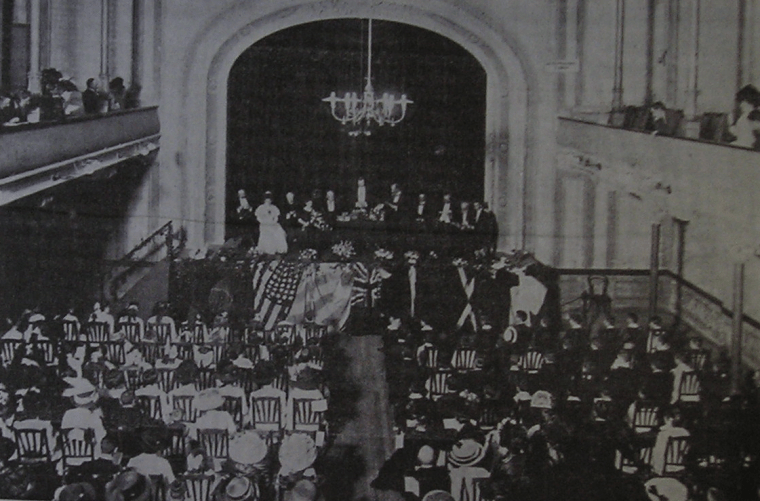 PRIZE GIVING. Victoria Hall 1909. Second Prize Giving ceremony of the new school. The theatre was a gift of the British colony in Uruguay to Victoria on her Diamond Jubilee, but was inaugurated long after she had passed away. Constantly in financial problems it was always a problem for the community.