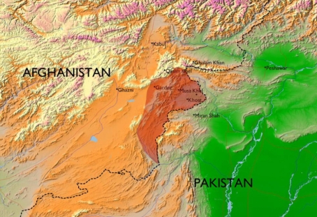 Paktia Province (highlighted in red) in eastern Afghanistan, site of West German developmental interventions in the 1960s and 1970s. Administrative reforms since the 1970s have reformed the region into three provinces, Paktia, Paktika, and Khost, resulting in different boundaries from those of the Cold War.