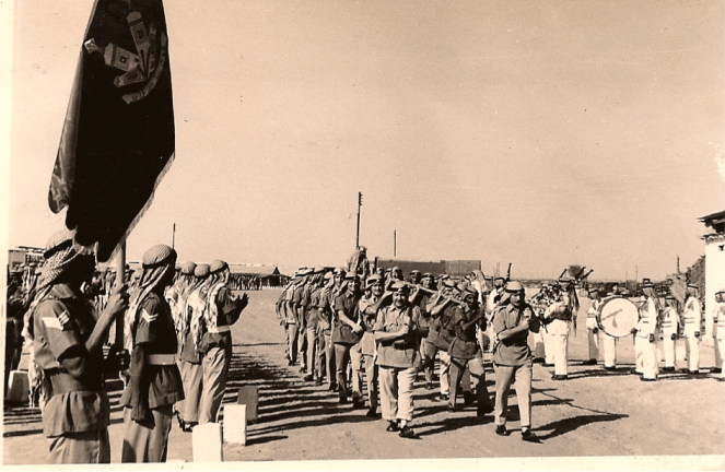 A parade of the Trucial Oman Scouts in the early 1960s. The Trucial Oman Scouts were a security force under direct British control designed to preserve law and order in the Trucial shaikhdoms (today’s United Arab Emirates)